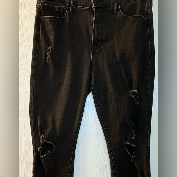 Old Navy High Rise Power Slim Straight Black Ripped Denim Jeans Women’s 8 - Picture 2 of 7